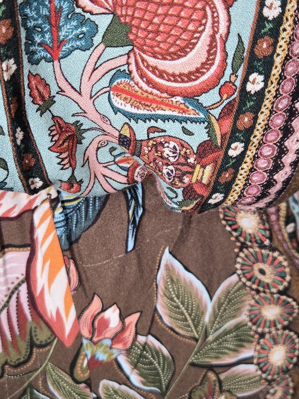Farm Rio x Anthropologie Valentina Floral Maxi Dress XS Brown Boho Resort - Picture 17 of 17